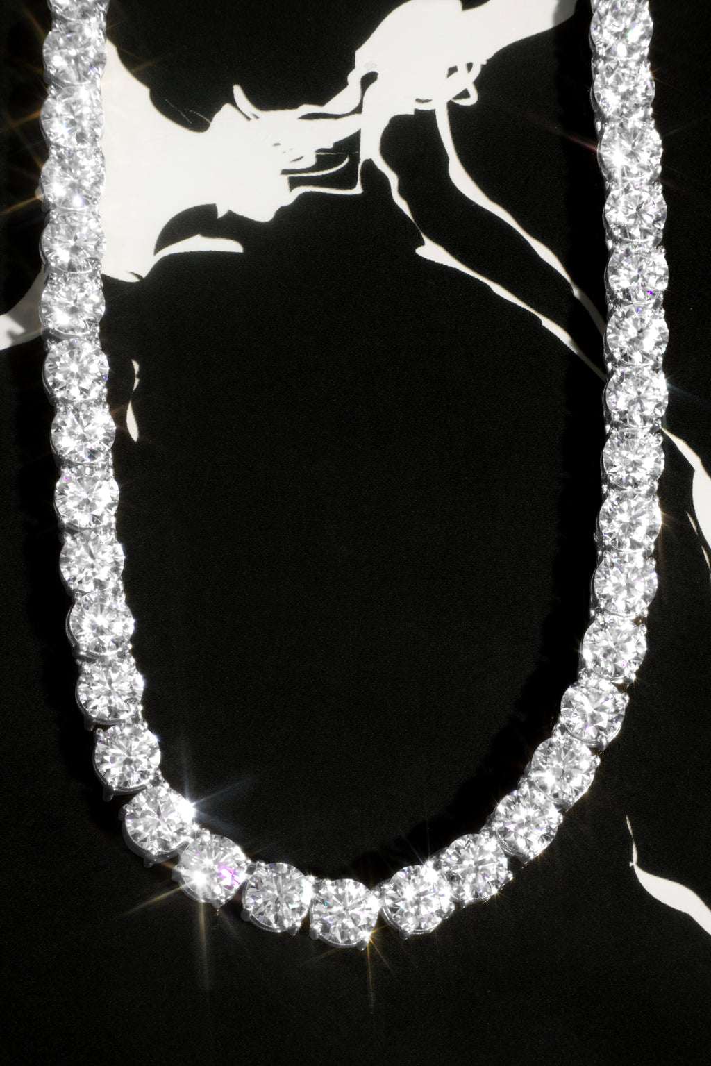6.5mm White Gold Moissanite Tennis Necklace – 14K White Gold Plated Sterling Silver