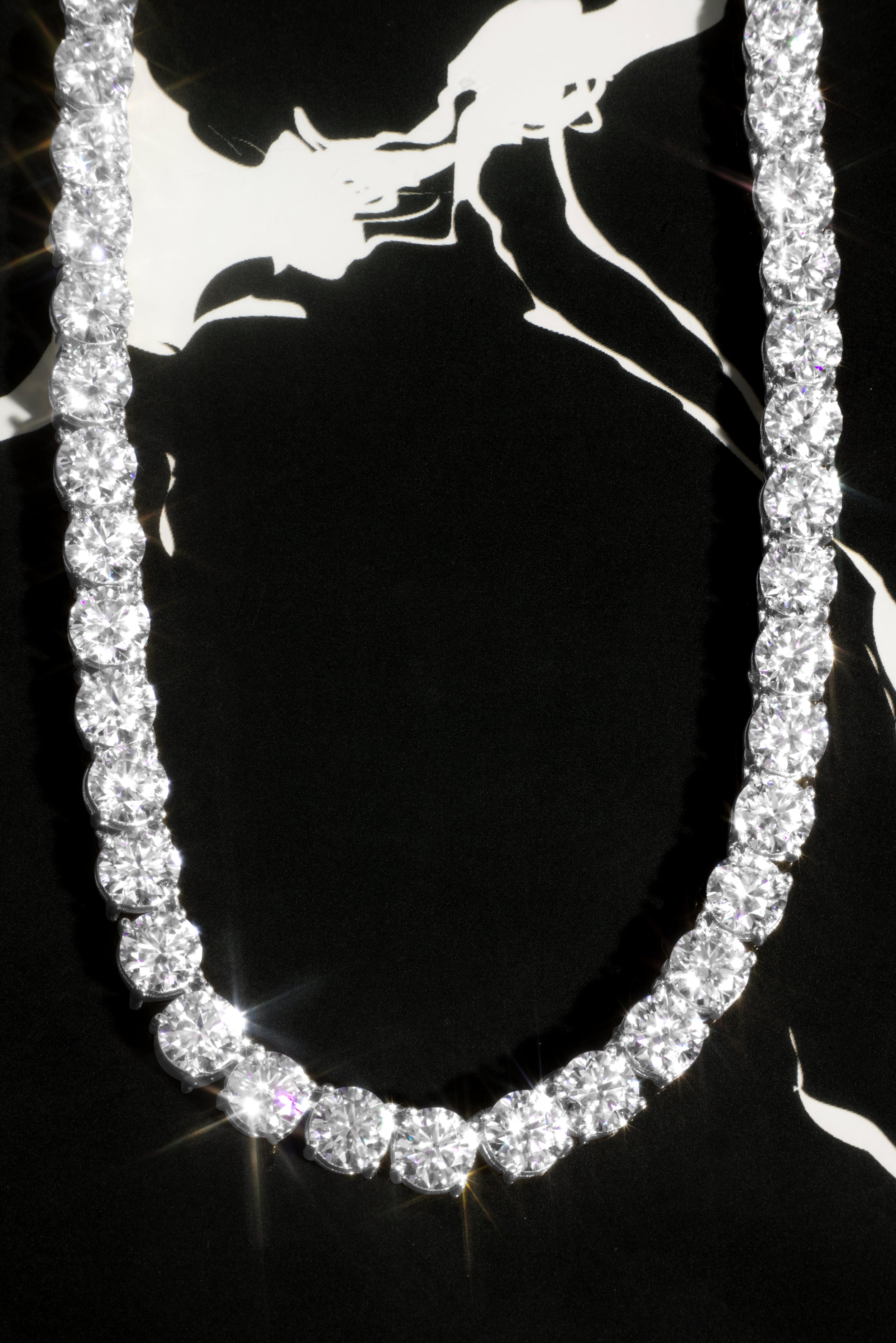6.5mm White Gold Moissanite Tennis Necklace – 14K White Gold Plated Sterling Silver