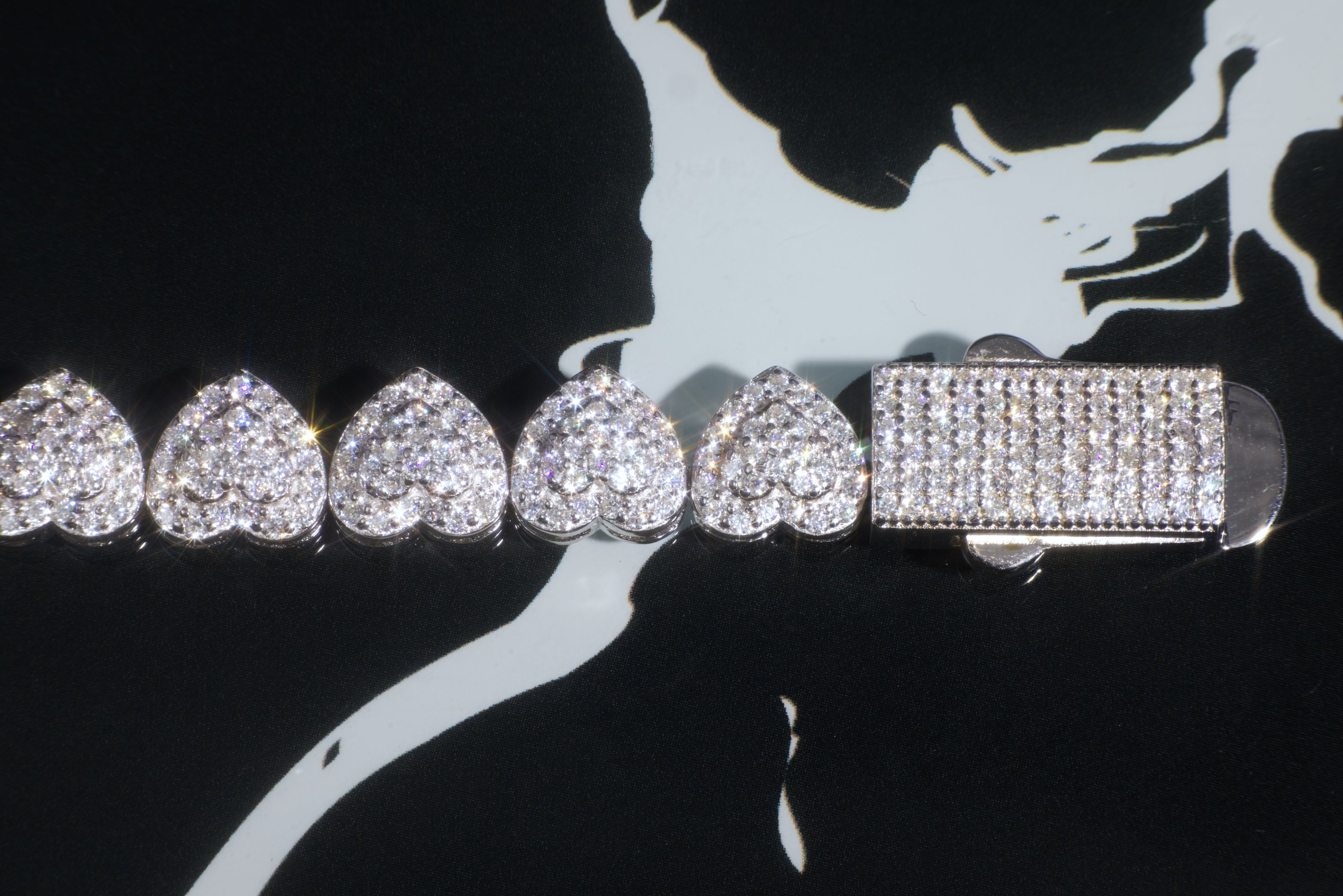 White Gold Moissanite Heart Bracelet – 14K White Gold Plated Sterling Silver