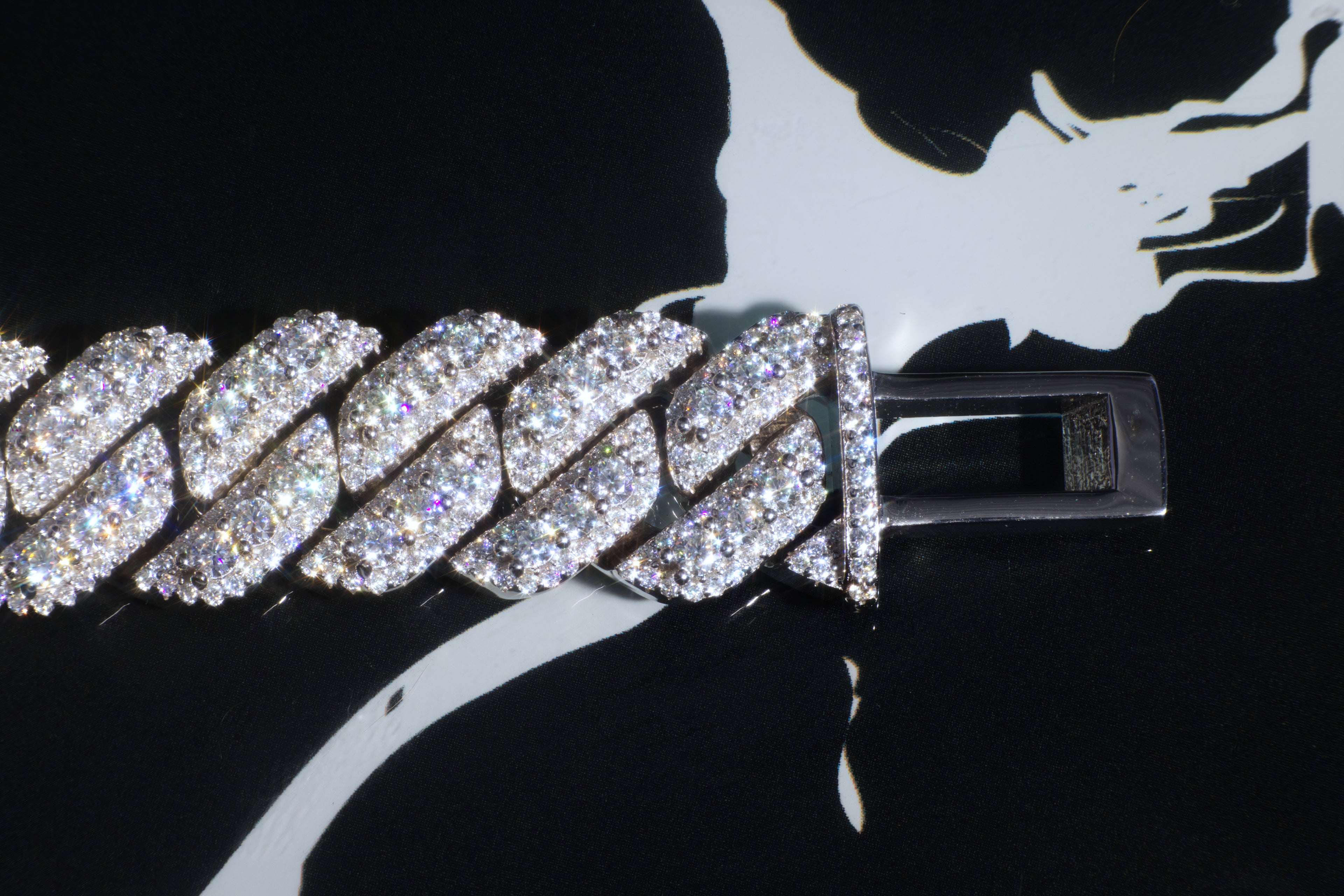 14K White Gold Diamond Cuban Bracelet