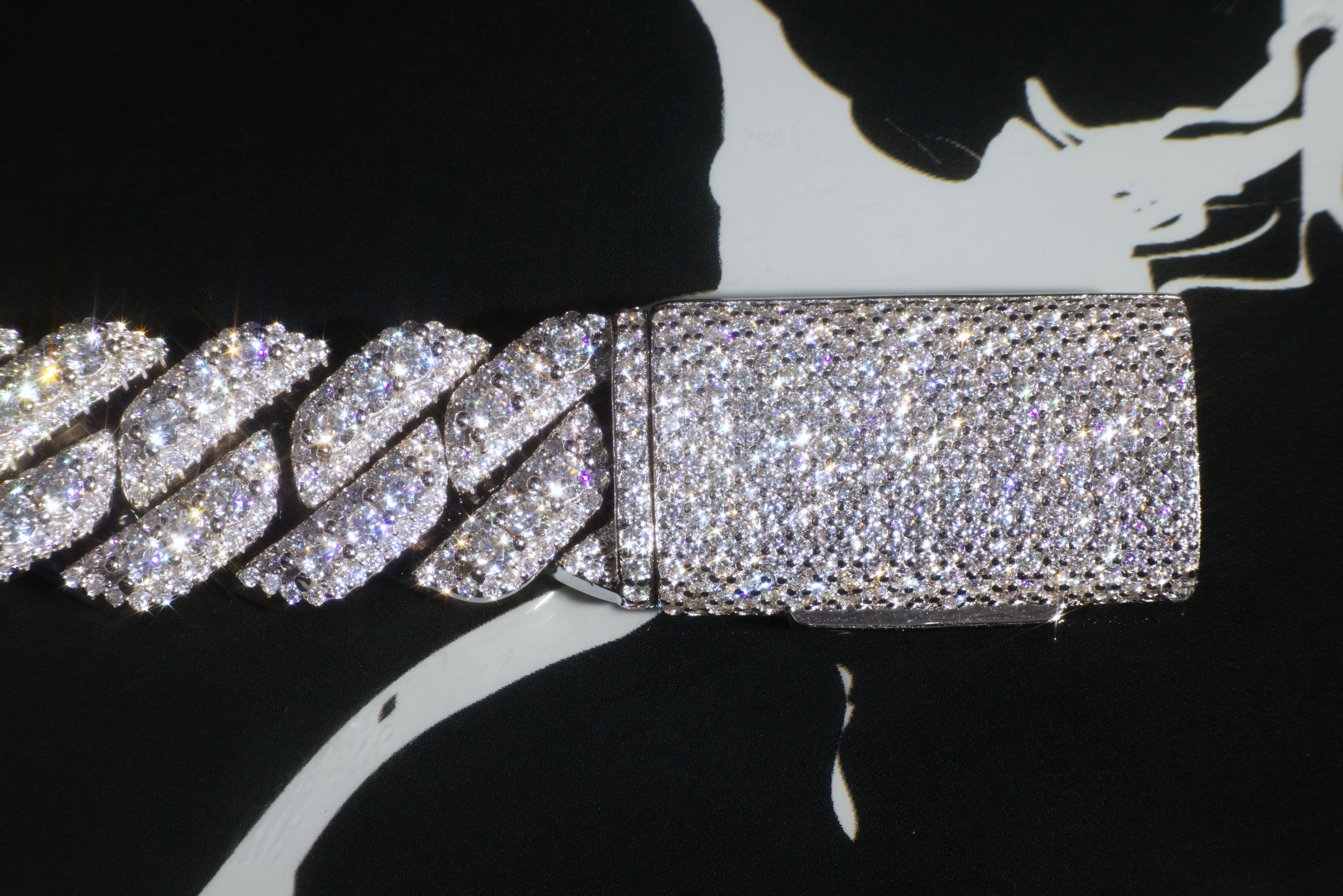 14K White Gold Diamond Cuban Bracelet