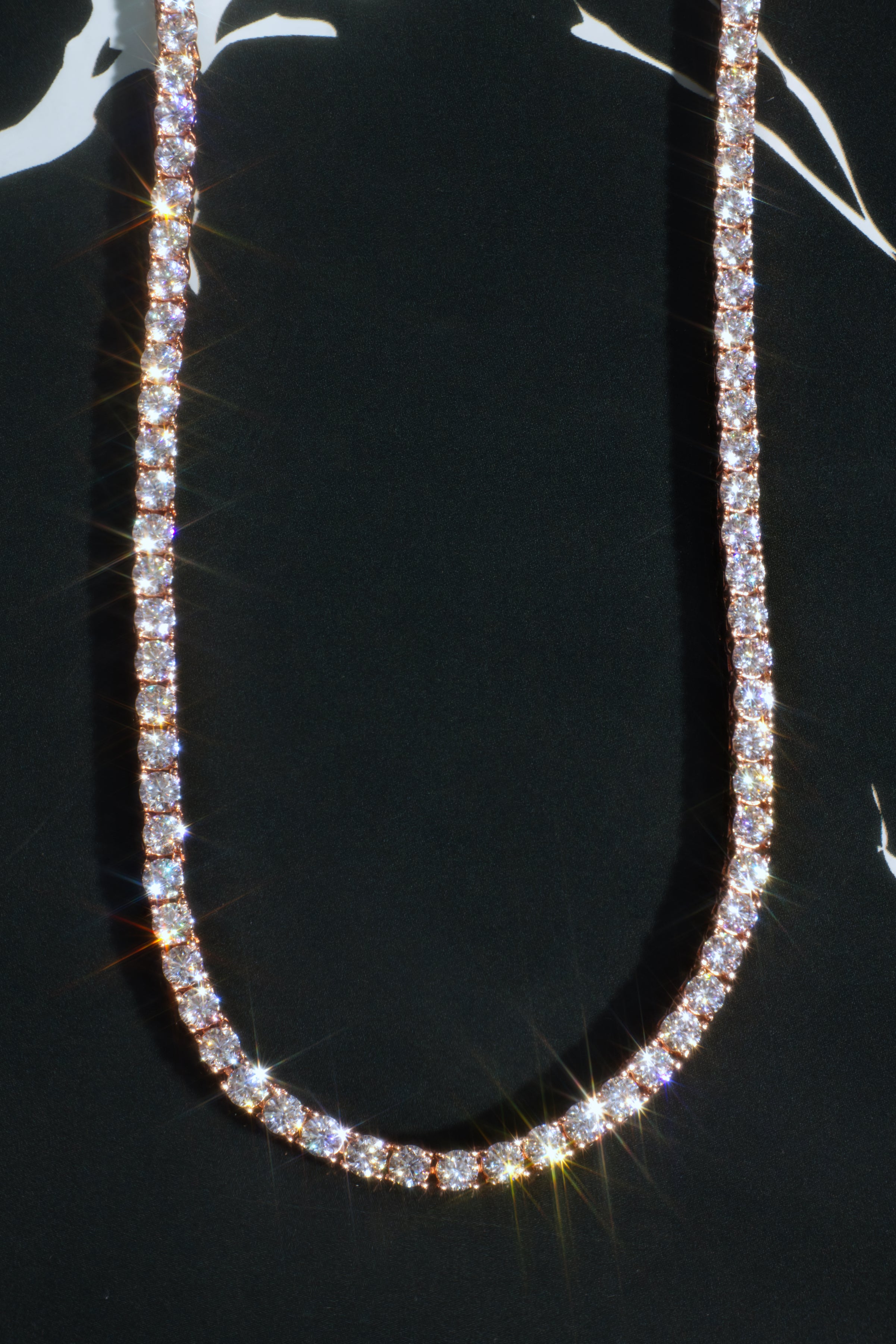 14K Rose Gold Diamond Tennis Necklace