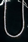 3mm White Gold Moissanite Tennis Necklace – 14K White Gold Plated Sterling Silver