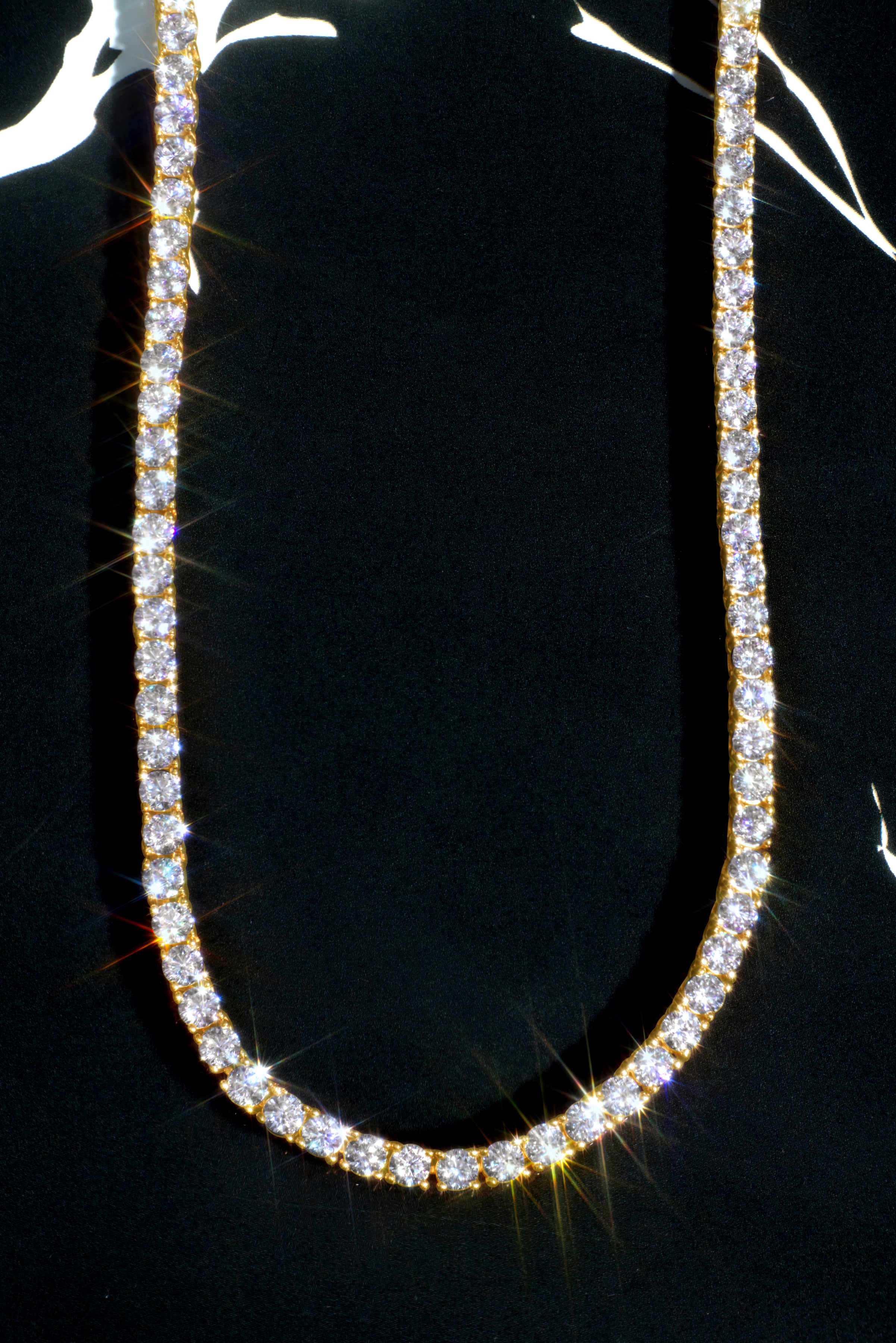 14K Yellow Gold Diamond Tennis Necklace