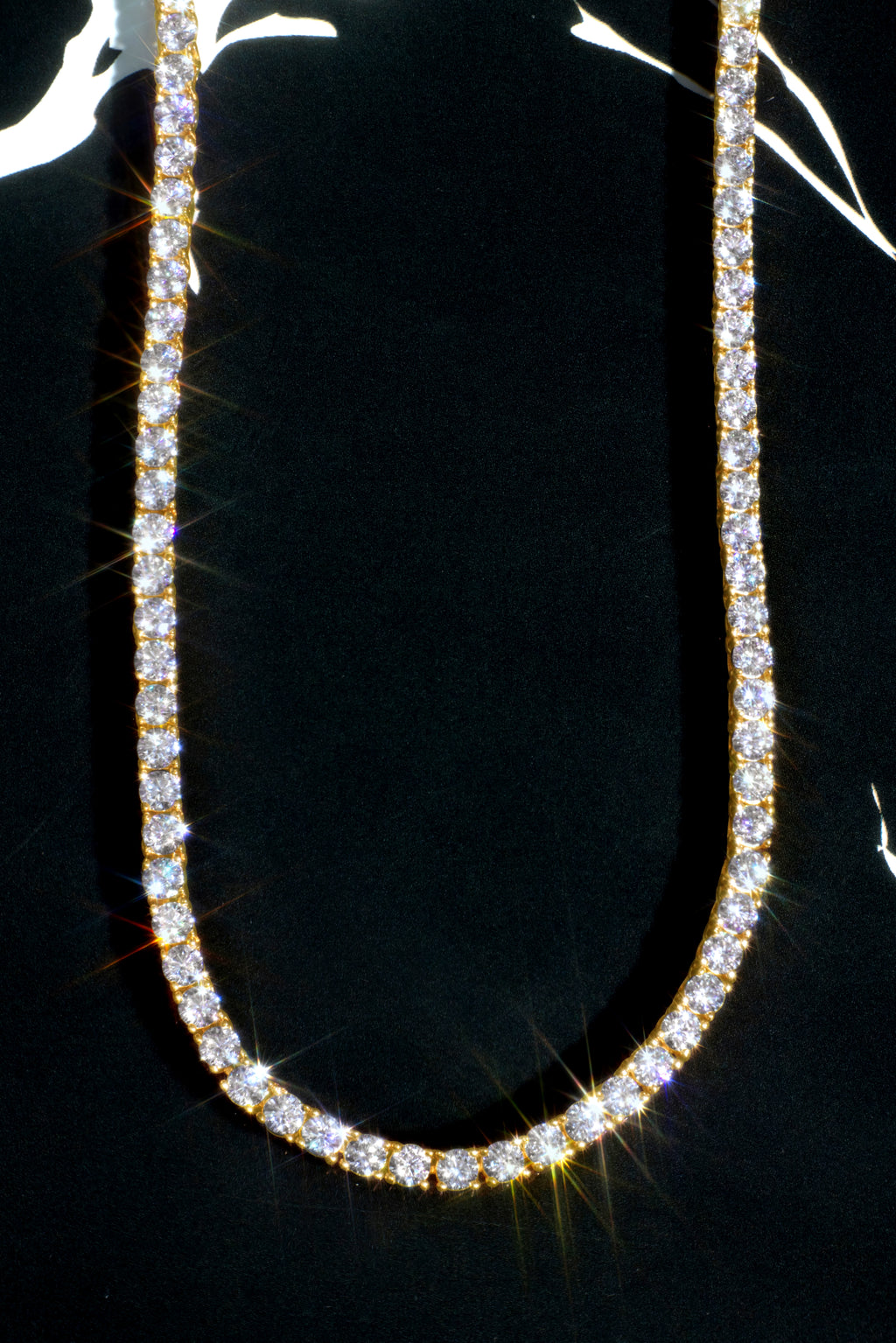 3mm Yellow Gold Moissanite Tennis Necklace – 14K Yellow Gold Plated Sterling Silver