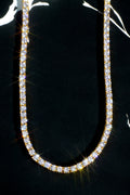 3mm Yellow Gold Moissanite Tennis Necklace – 14K Yellow Gold Plated Sterling Silver