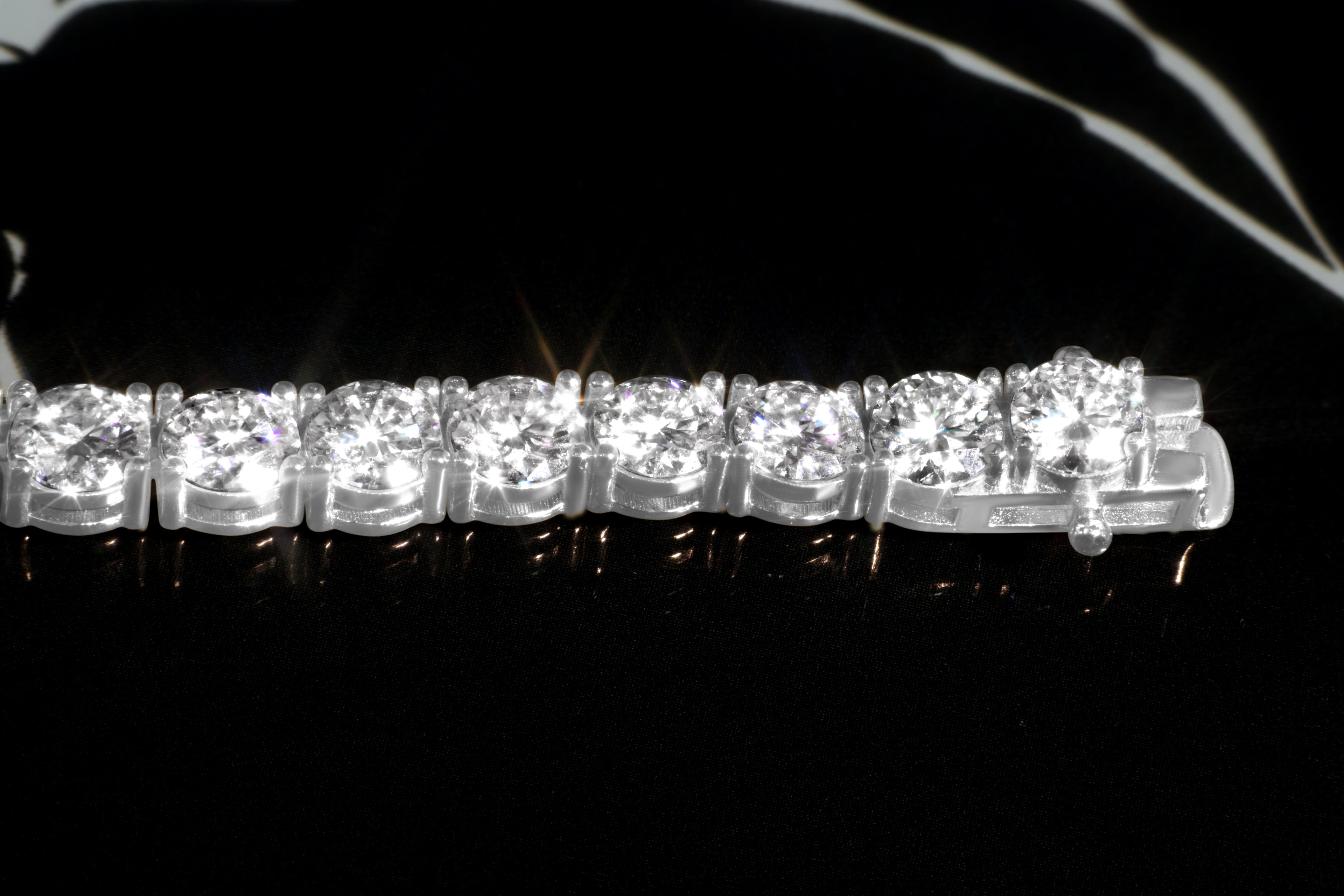 6.5mm White Gold Moissanite Tennis Necklace – 14K White Gold Plated Sterling Silver