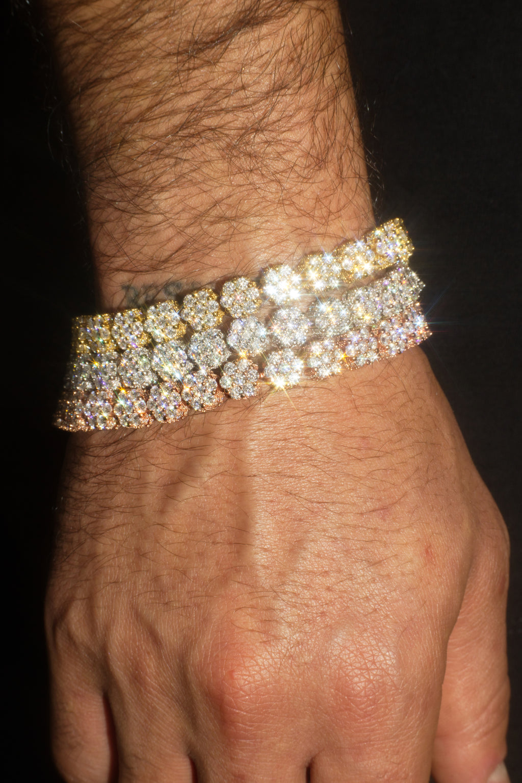 White Gold Moissanite Flower Bracelet – 14K White Gold Plated Sterling Silver