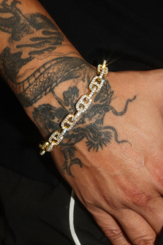 "PIG NOSE" 14K Yellow Gold Bracelet With Diamonds