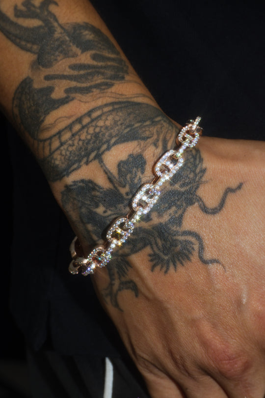 "PIG NOSE" 14K Rose Gold Bracelet With Diamonds