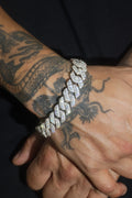 14K White Gold Diamond Cuban Bracelet