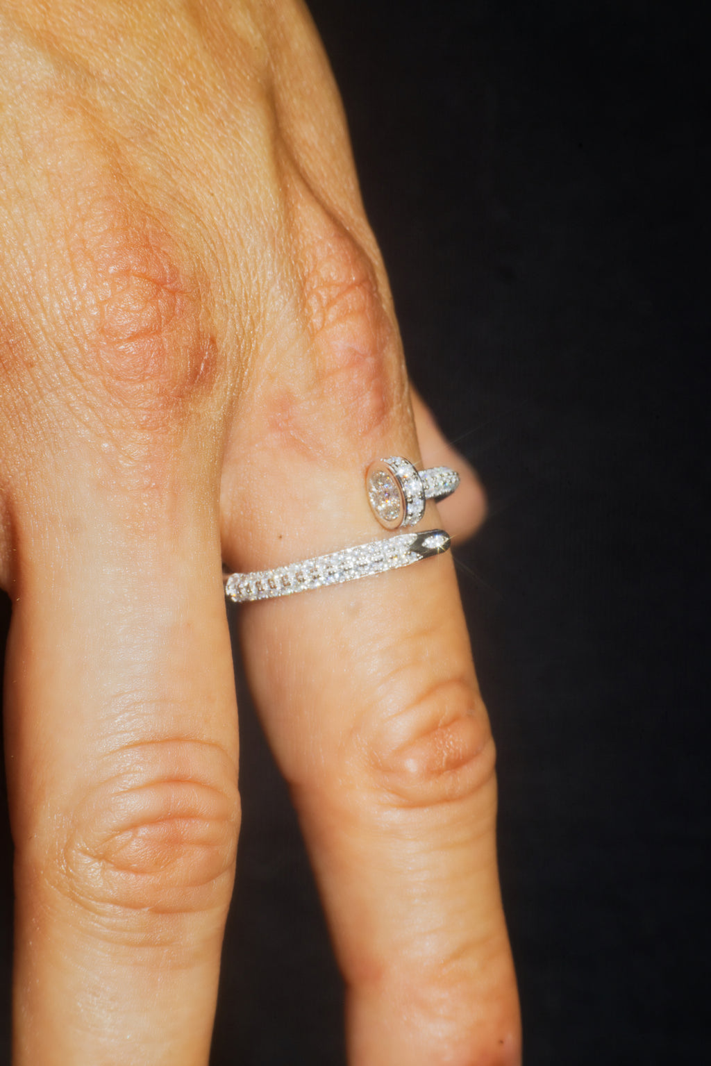 Size 11 Screw Moissanite Ring – 14K White Gold Plated Sterling Silver