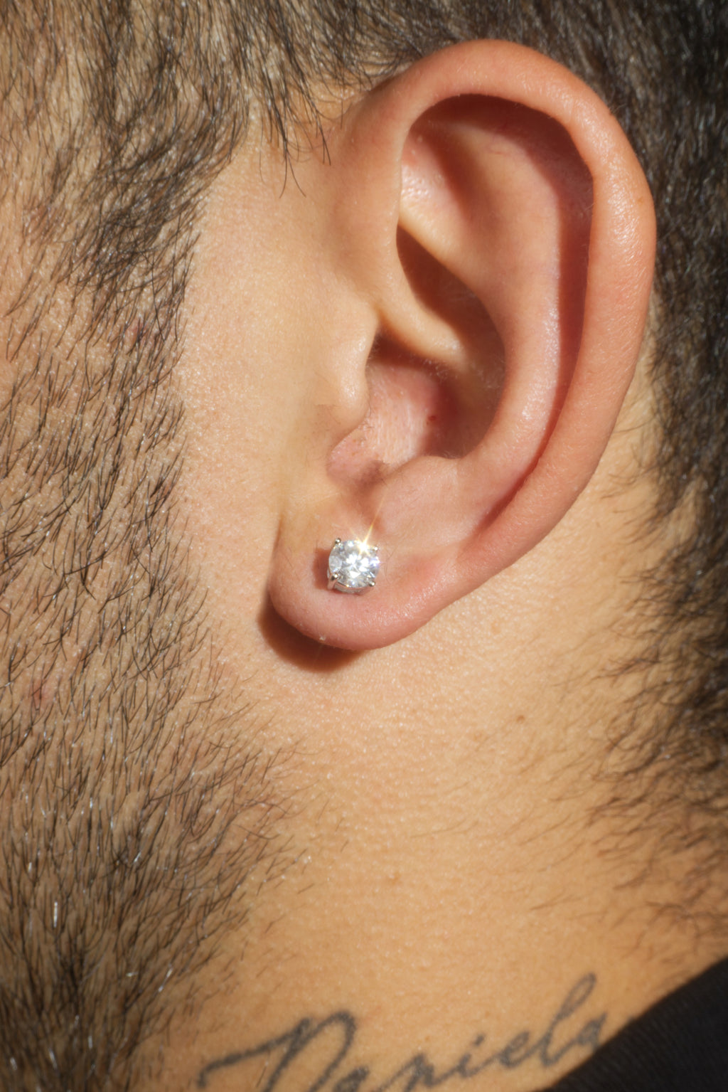 Pure White Gold Moissanite Solitaire Stud Earrings – 14K White Gold Plated Sterling Silver
