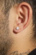 Pure White Gold Moissanite Solitaire Stud Earrings – 14K White Gold Plated Sterling Silver