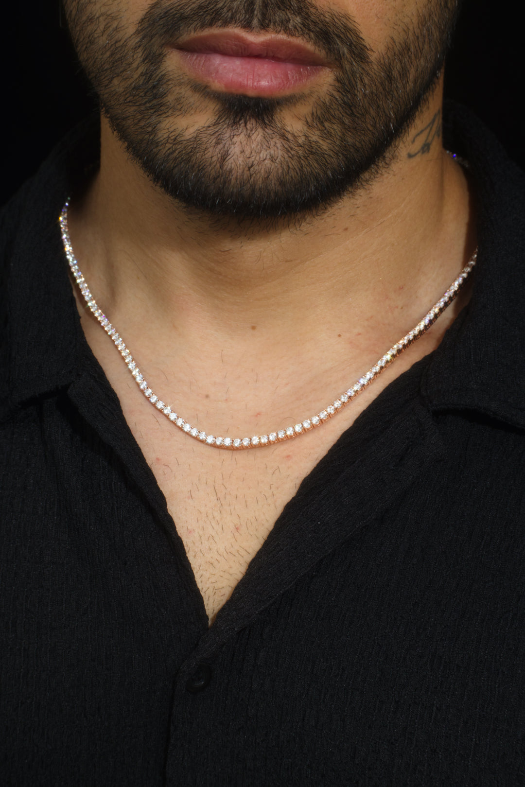 14K Rose Gold Diamond Tennis Necklace