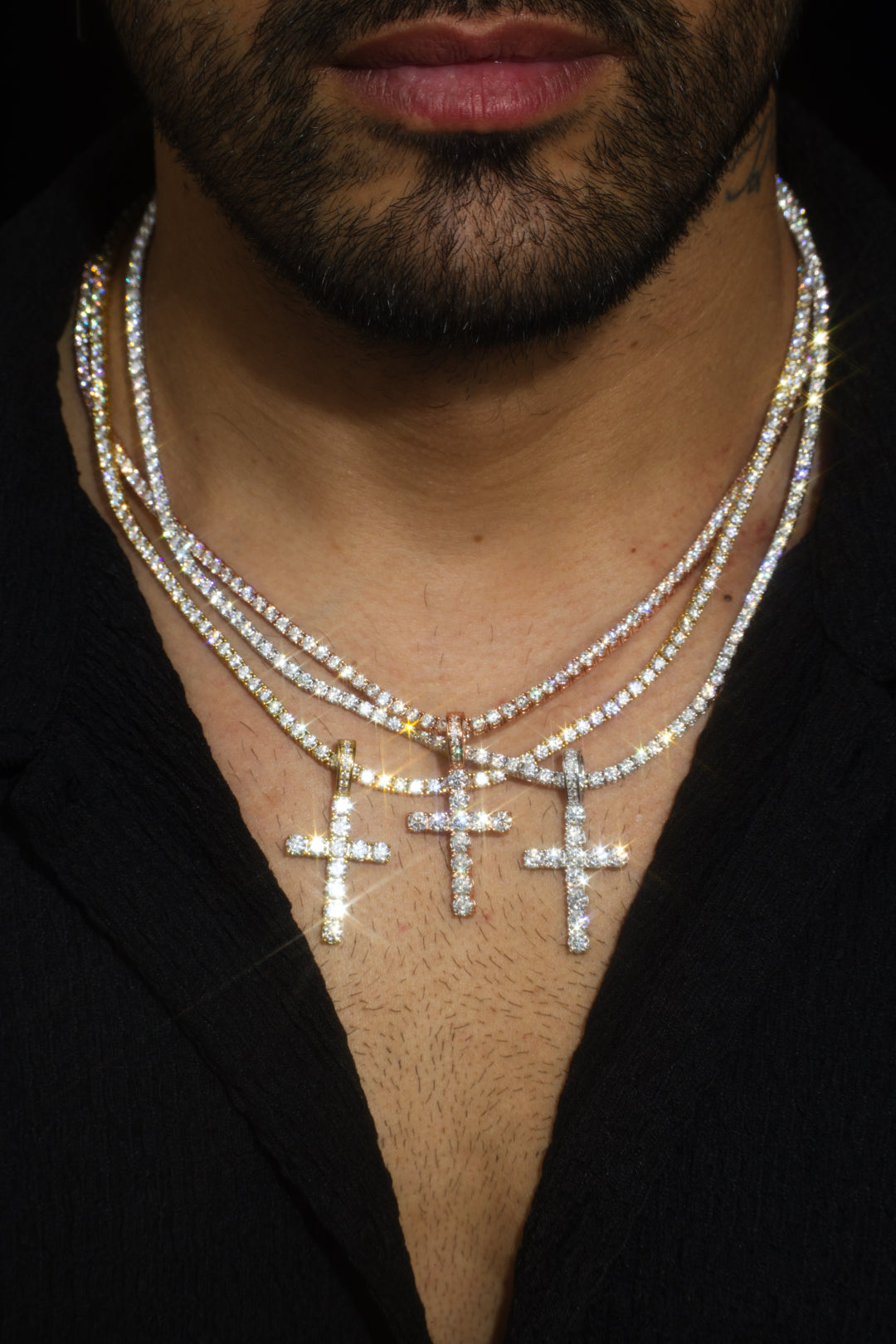 Apollo's Faith Cross Pendant – 14K Rose Gold Plated Moissanite Cross