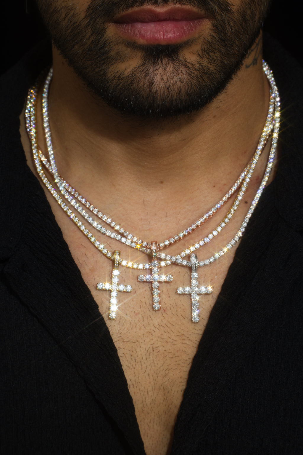 Apollo's Faith Cross Pendant – 14K White Gold Plated Moissanite Cross