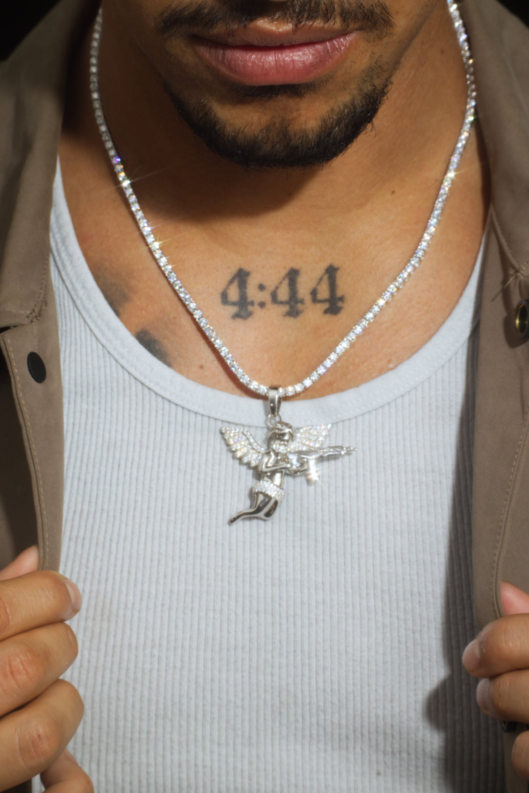 Bad Angel Pendant – 14K White Gold Plated Moissanite Pendant