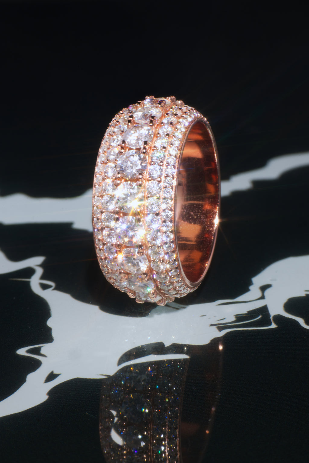 The "GLACIER" Rose Gold Full Diamond Band Ring