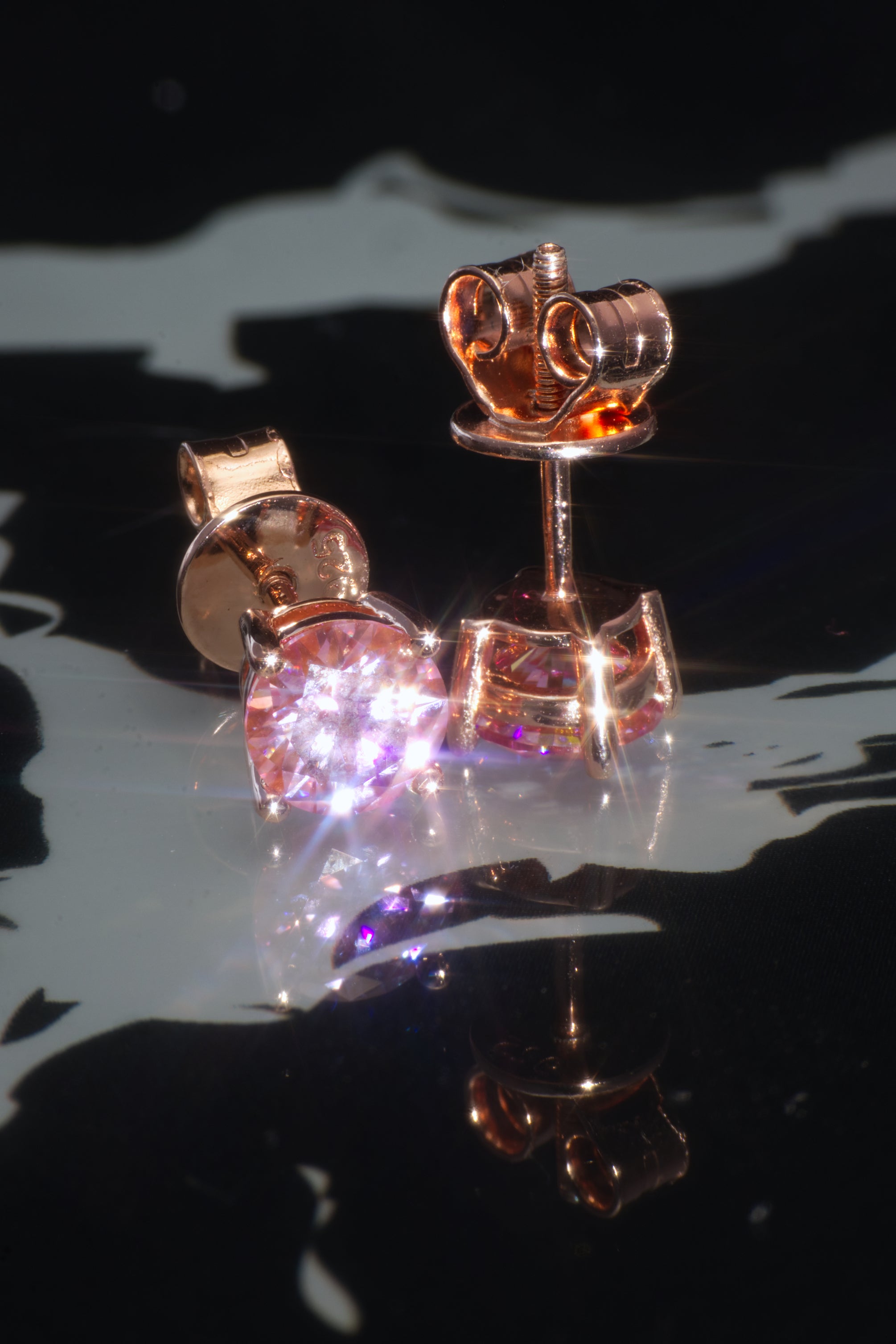 The "HEARTBREAK" Rose Gold Rose Diamond Stud Earrings