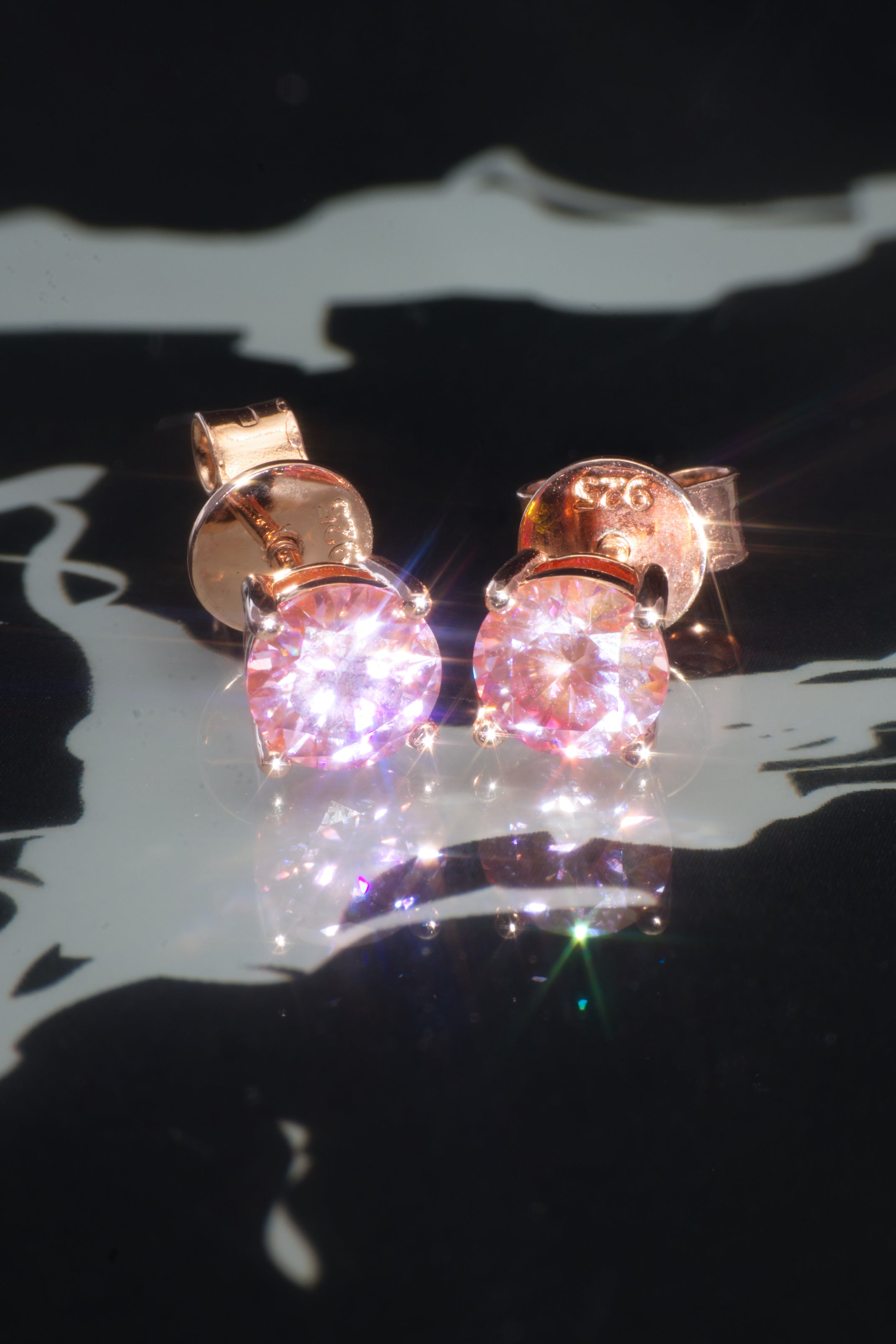The "HEARTBREAK" Rose Gold Rose Diamond Stud Earrings