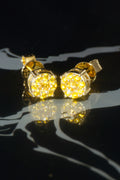 Sunstruck Yellow Gold Canary Moissanite Cluster Earrings – 14K Yellow Gold Plated Sterling Silver