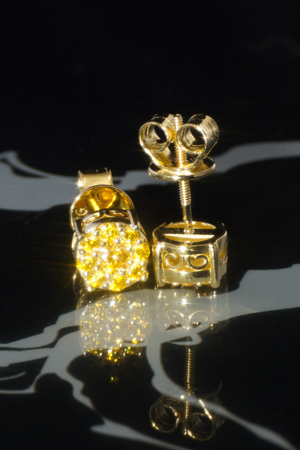 Sunstruck Yellow Gold Canary Moissanite Cluster Earrings – 14K Yellow Gold Plated Sterling Silver
