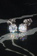 Pure White Gold Moissanite Solitaire Stud Earrings – 14K White Gold Plated Sterling Silver