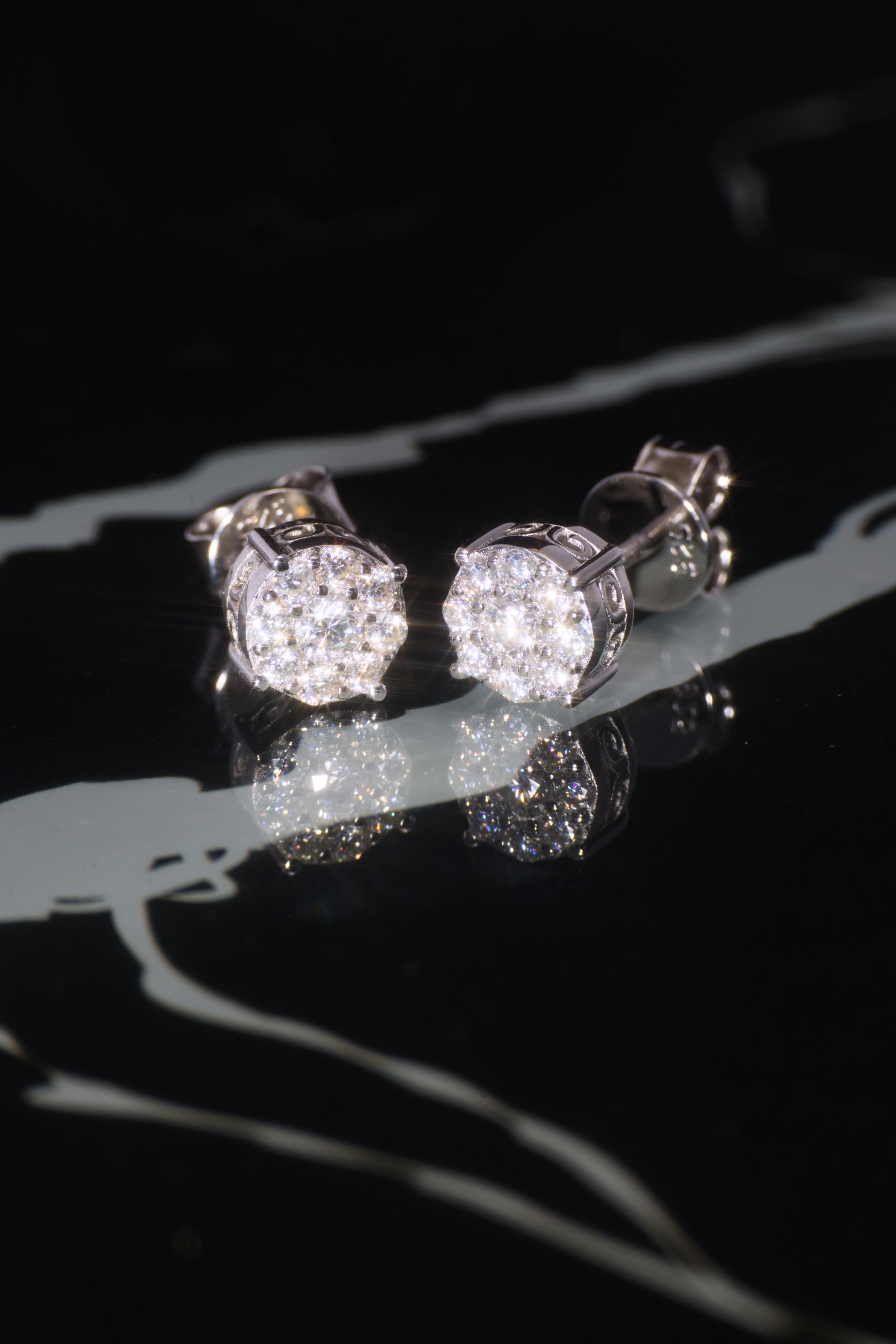 The "NOVA" White Gold Diamond Cluster Earrings