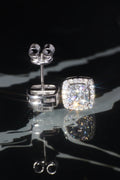 The "CROWN" White Gold Cushion Halo Diamond Earrings