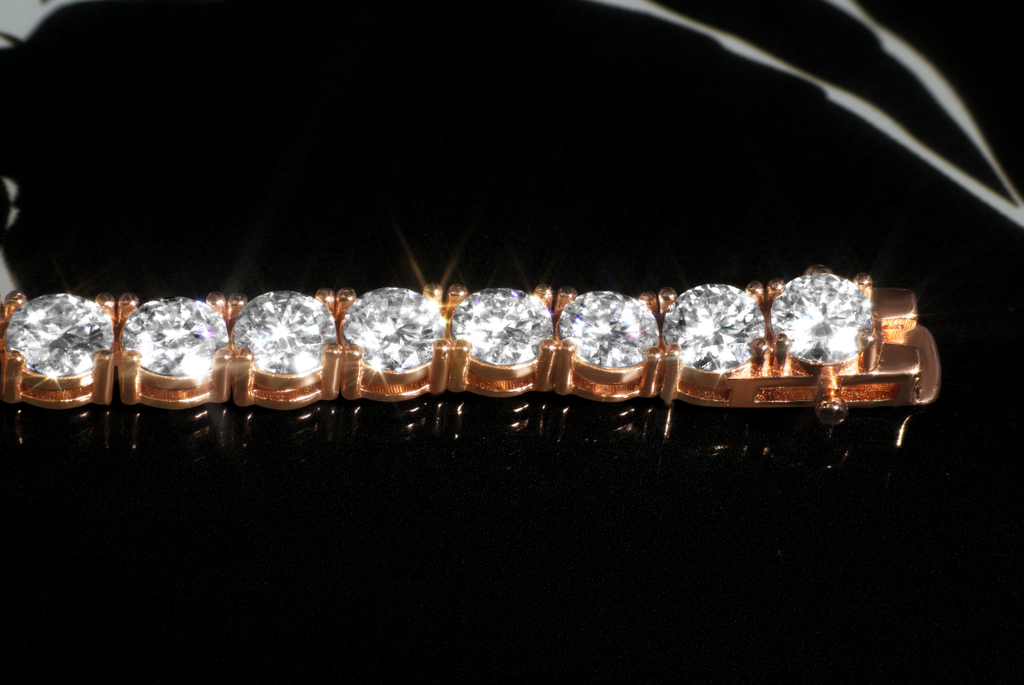 6.5mm Rose Gold Moissanite Tennis Necklace – 14K Rose Gold Plated Sterling Silver