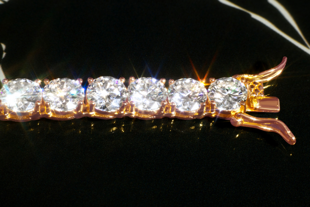 6.5mm Rose Gold Moissanite Tennis Necklace – 14K Rose Gold Plated Sterling Silver