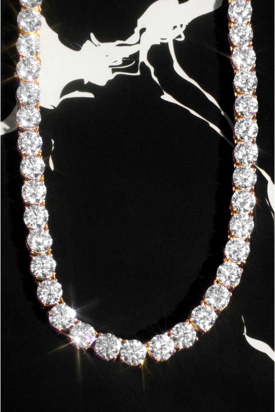 6.5mm Rose Gold Moissanite Tennis Necklace – 14K Rose Gold Plated Sterling Silver