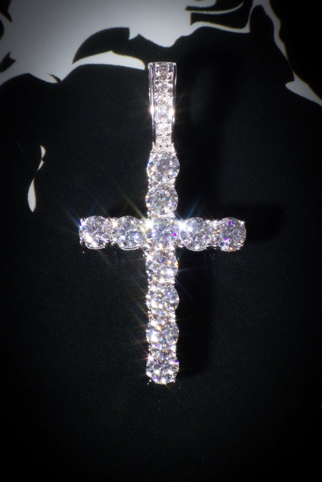 Apollo's Faith Cross Pendant – 14K White Gold Plated Moissanite Cross