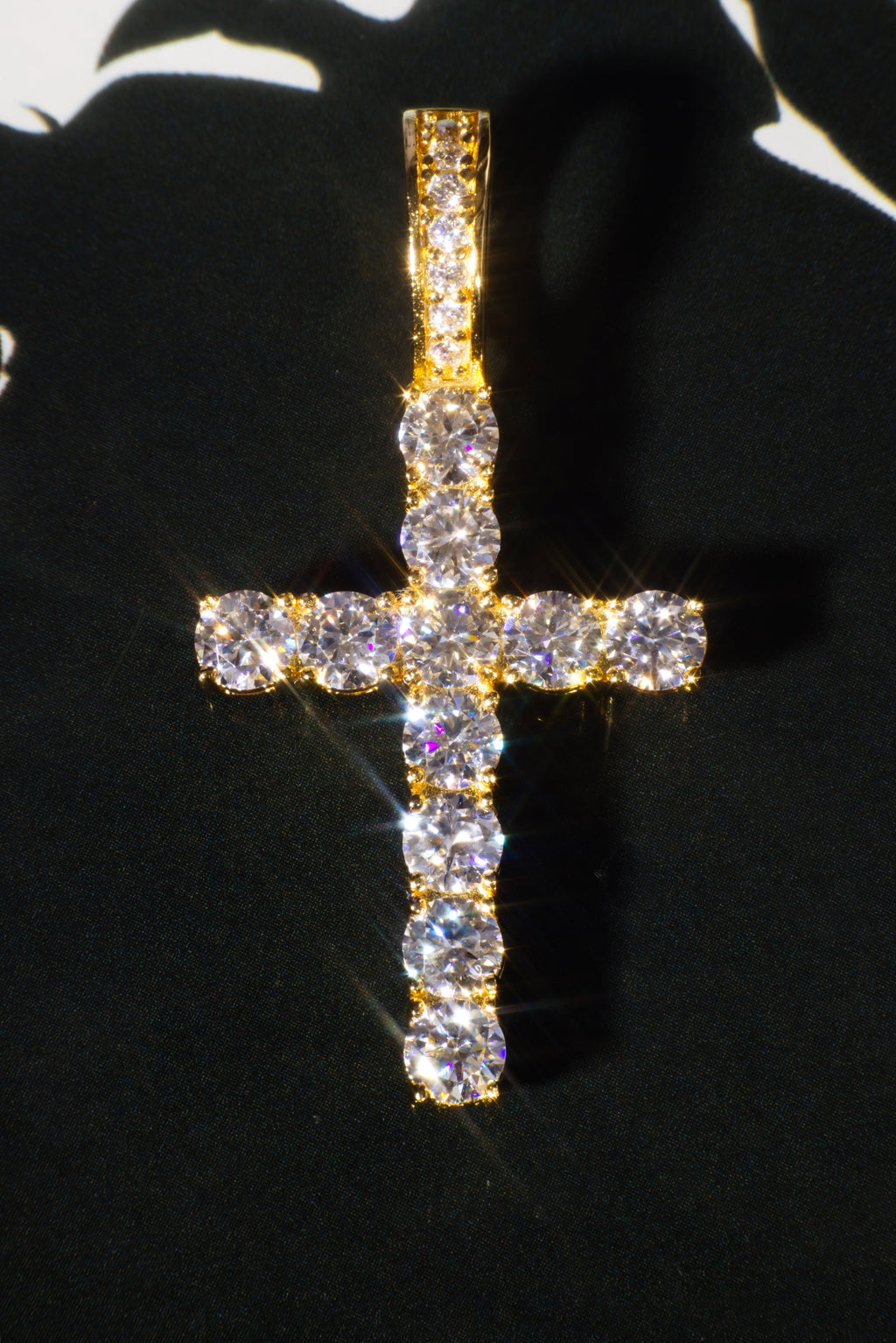 Apollo's Faith Cross Pendant – 14K Yellow Gold Plated Moissanite Cross