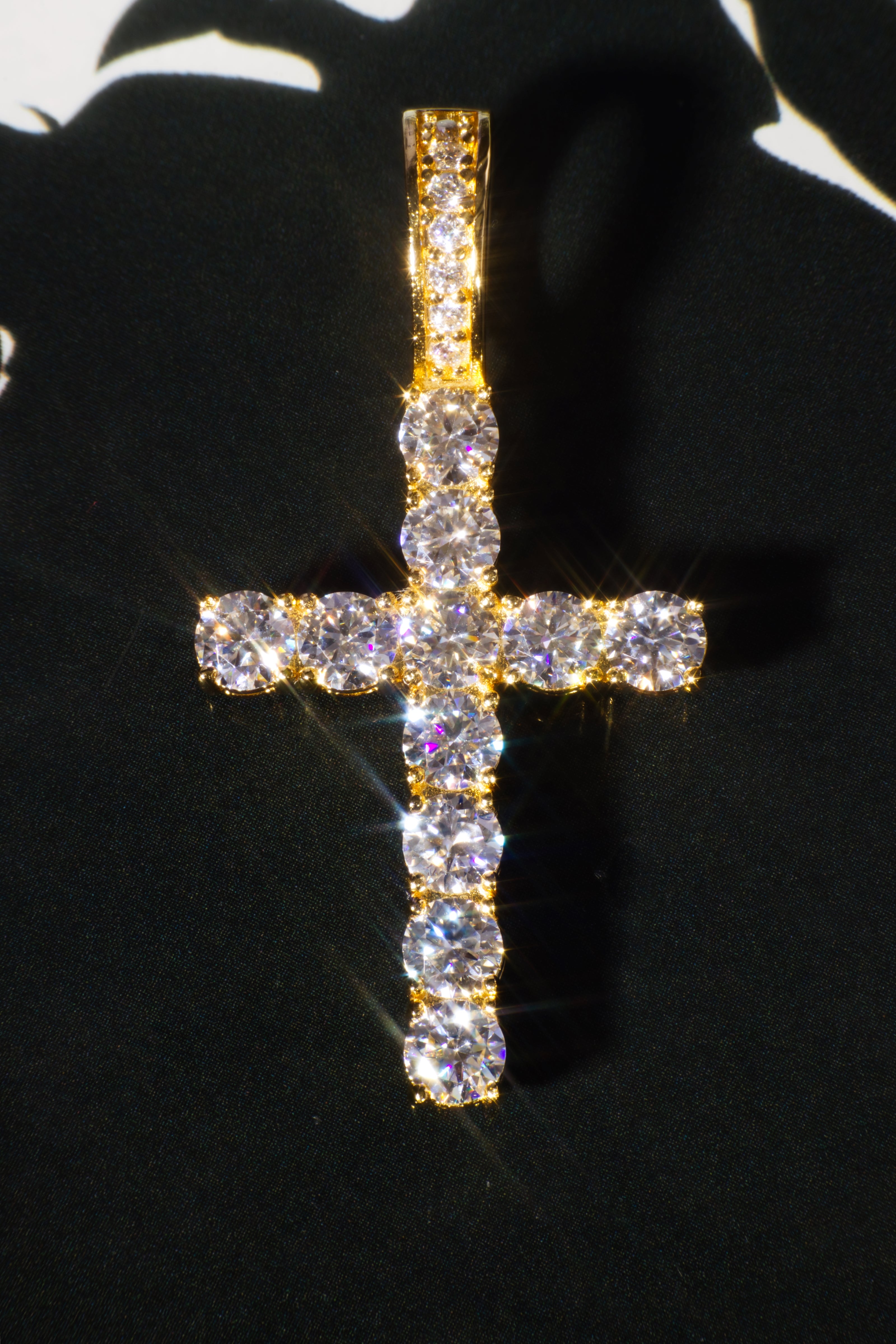 Apollo's Faith Cross Pendant – 14K Yellow Gold Plated Moissanite Cross