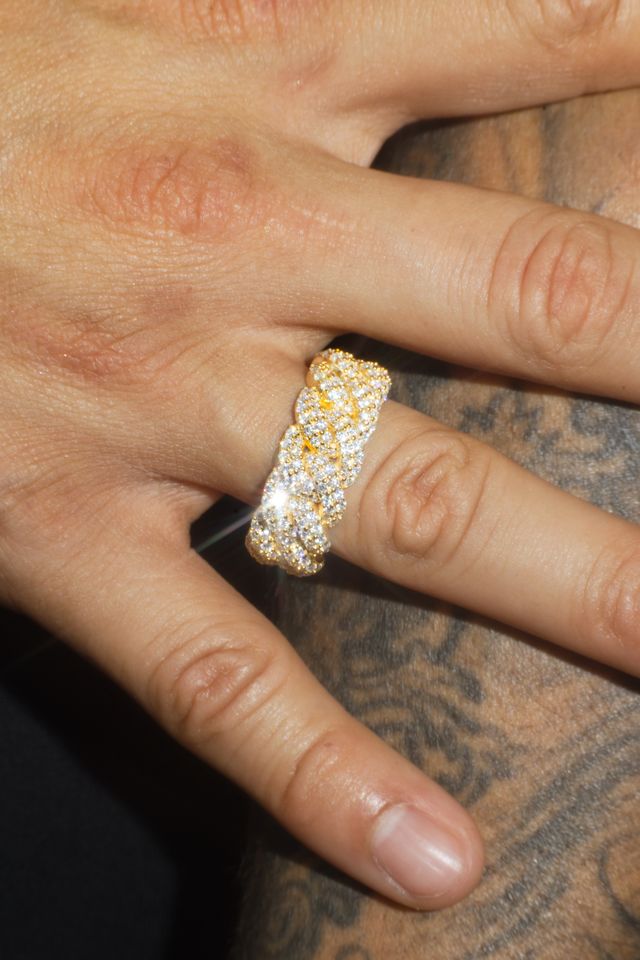 Cuban Moissanite Ring – 14K Yellow Gold Plated Sterling Silver