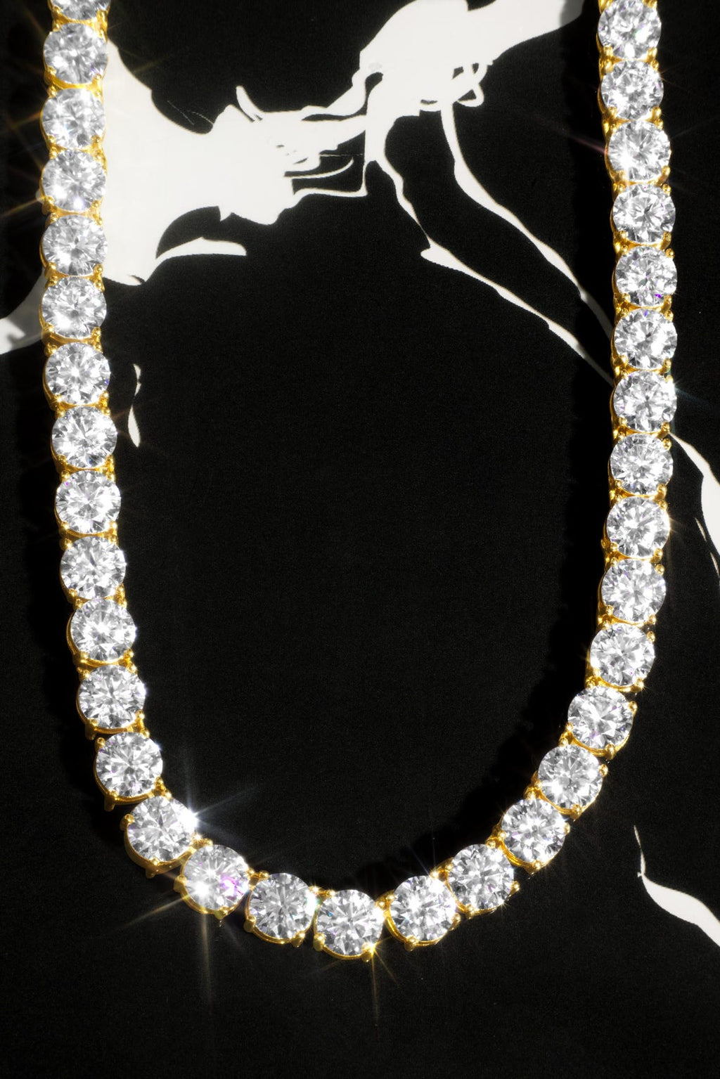 6.5mm Moissanite Tennis Necklace in 14K Yellow Gold Plated Silver