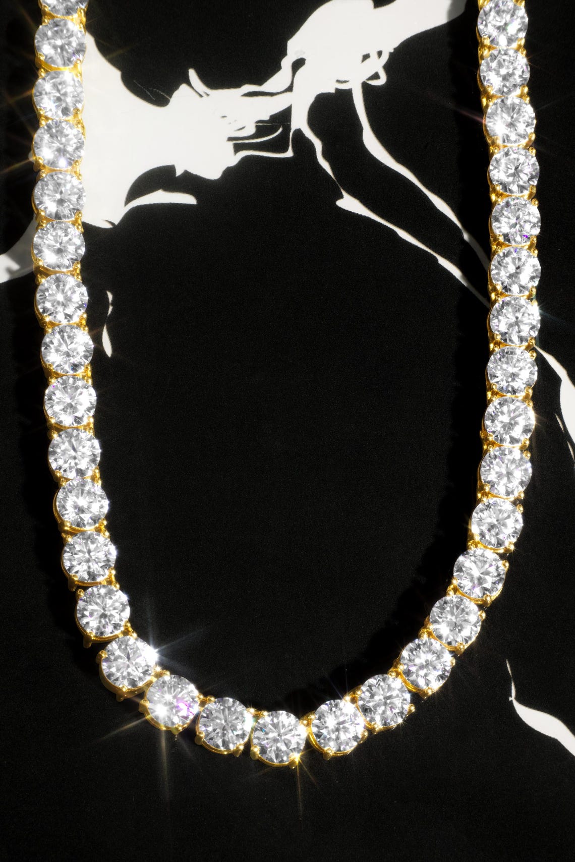 6.5mm Moissanite Tennis Necklace in 14K Yellow Gold Plated Silver
