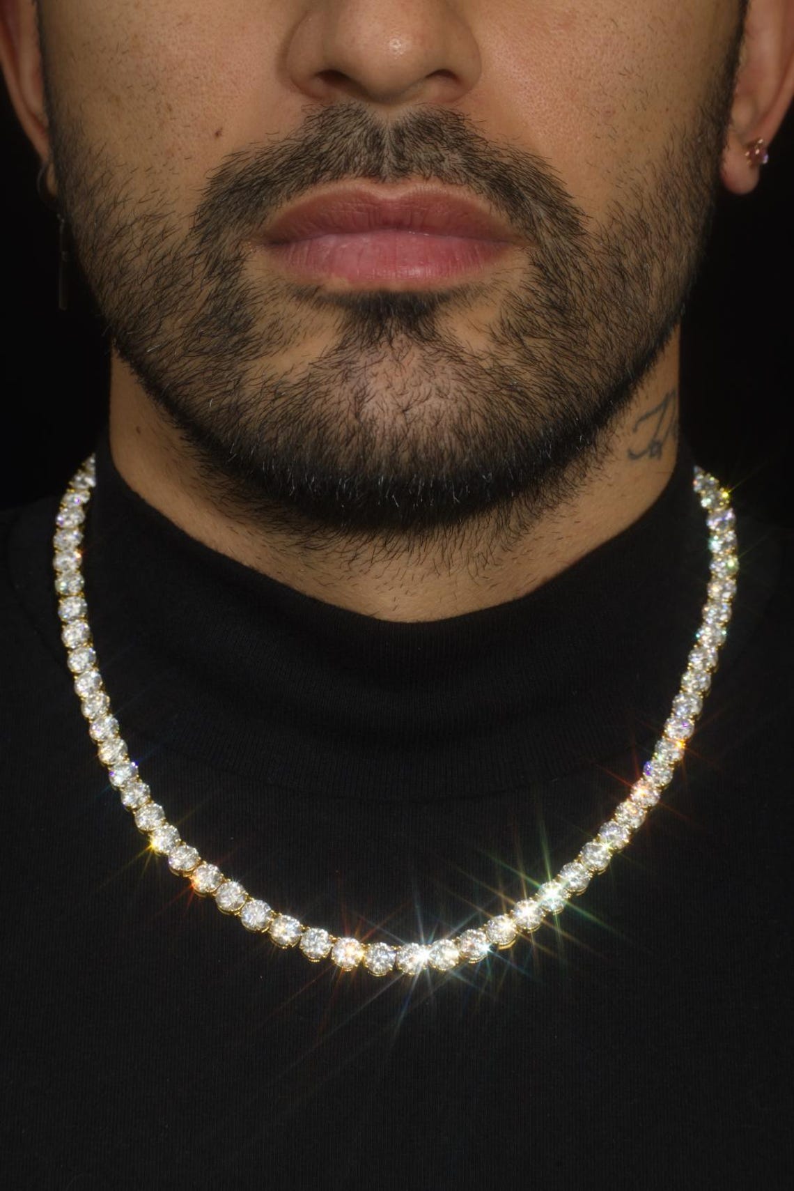 6.5mm Moissanite Tennis Necklace in 14K Yellow Gold Plated Silver