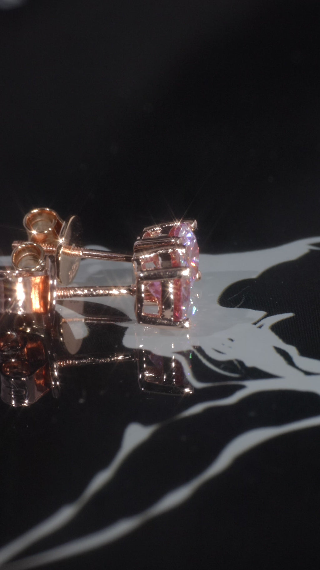 Heartbreak Rose Gold Moissanite Heart Stud Earrings – 14K Rose Gold Plated Sterling Silver