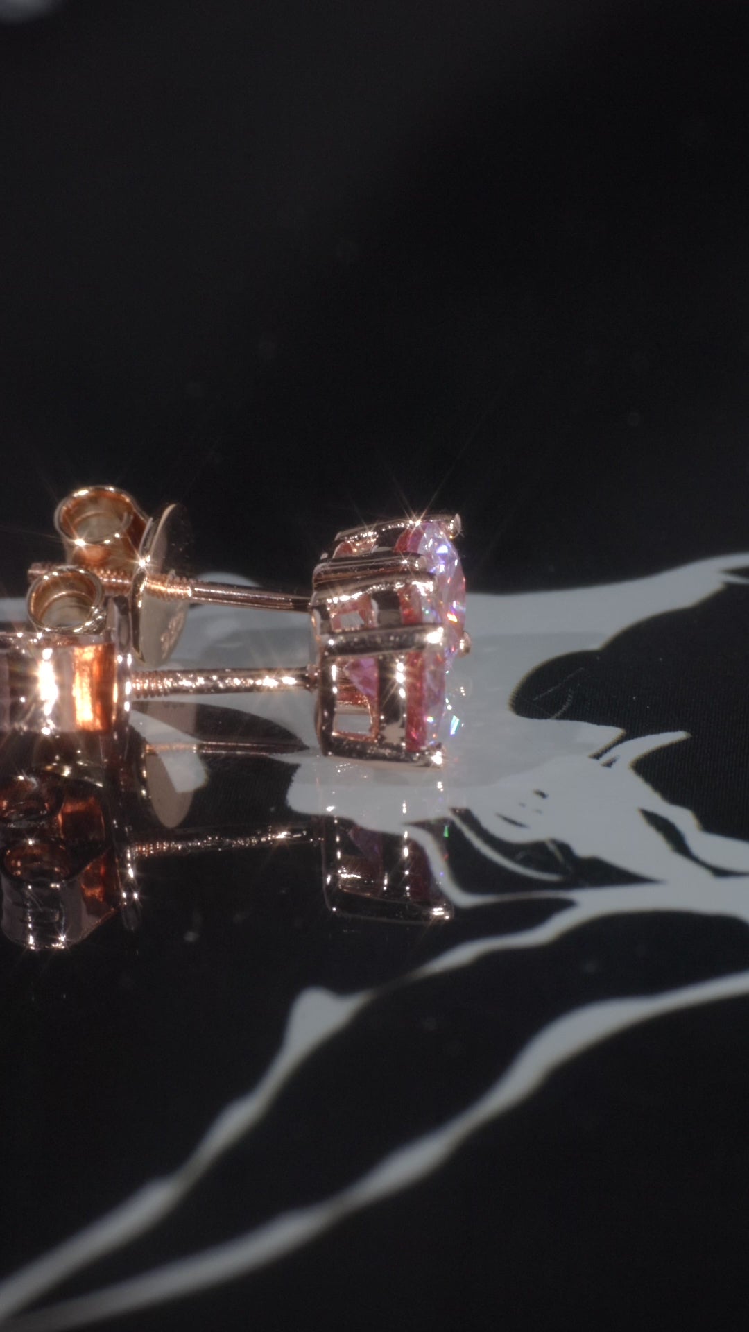 Heartbreak Rose Gold Moissanite Heart Stud Earrings – 14K Rose Gold Plated Sterling Silver