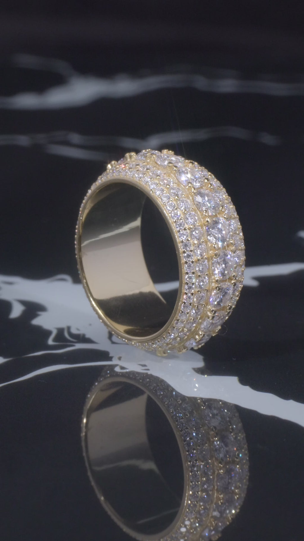 Glacier Moissanite Band Ring – 14K Yellow Gold Plated Sterling Silver