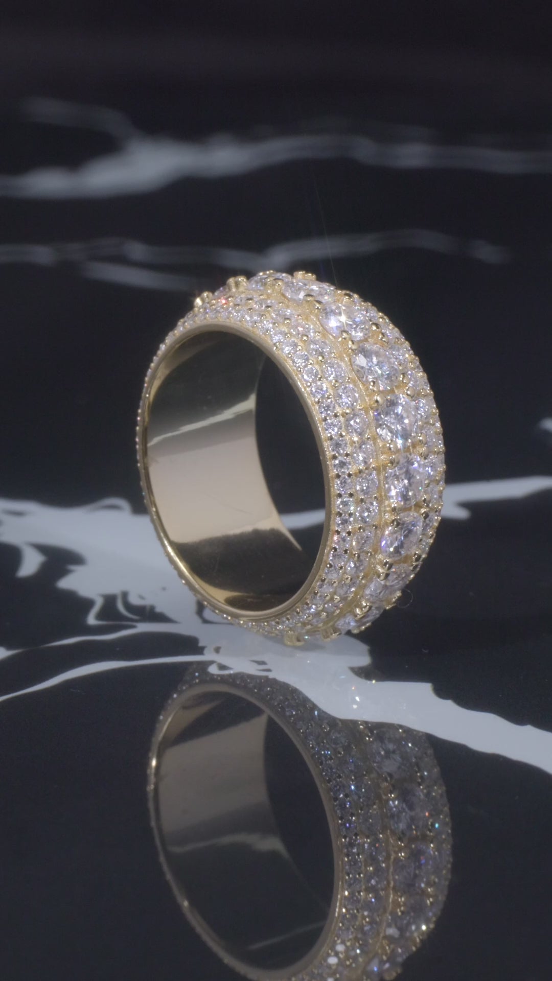 Glacier Moissanite Band Ring – 14K Yellow Gold Plated Sterling Silver