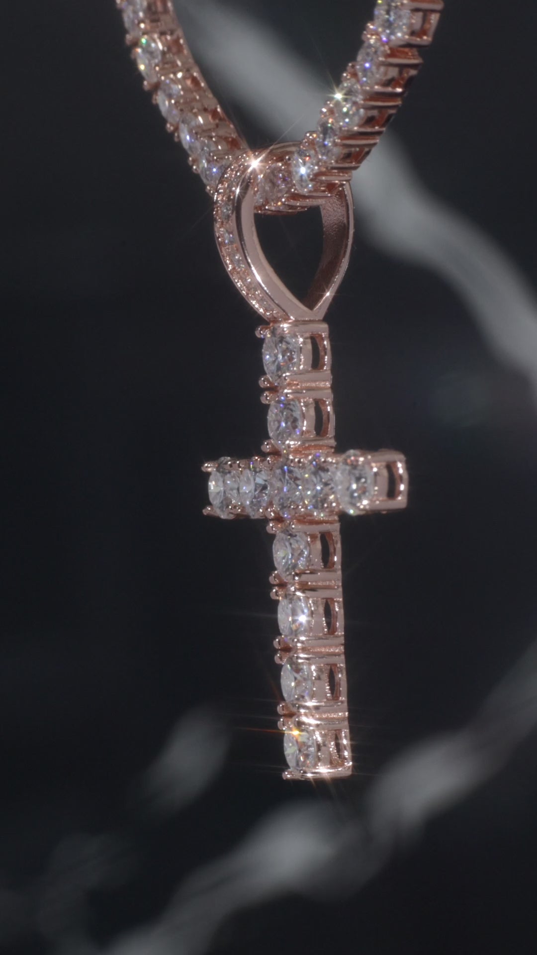 The "APOLLO'S FAITH" Cross 14K Rose Gold With Diamonds
