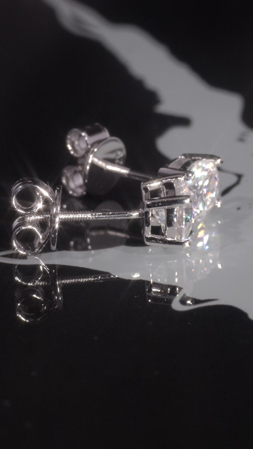 Pure White Gold Moissanite Solitaire Stud Earrings – 14K White Gold Plated Sterling Silver