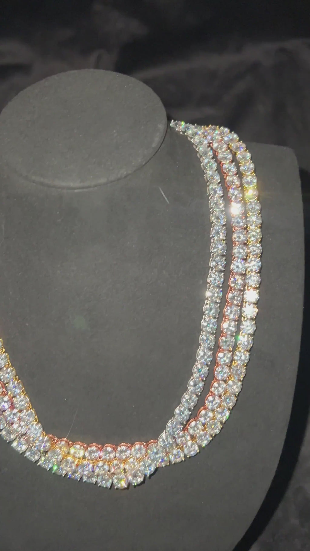 6.5mm Moissanite Tennis Necklace in 14K Yellow Gold Plated Silver