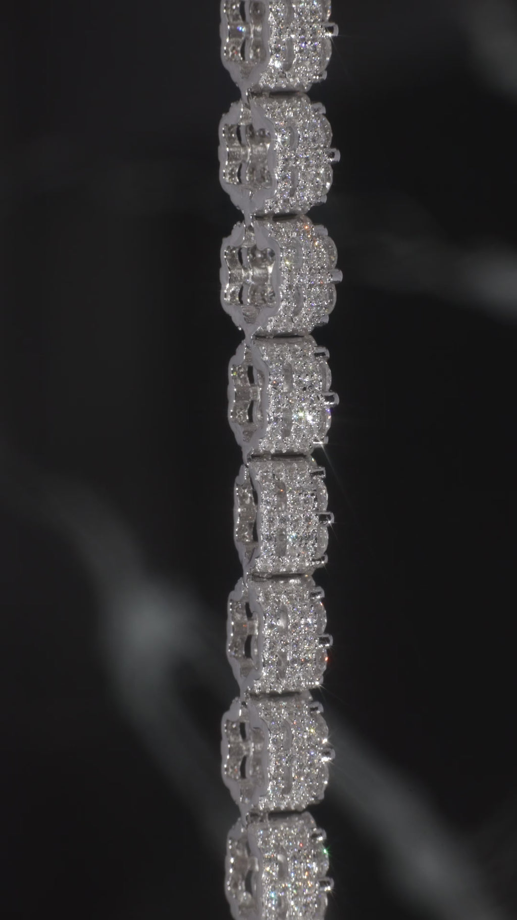 14K White Gold Diamond Flower Bracelet