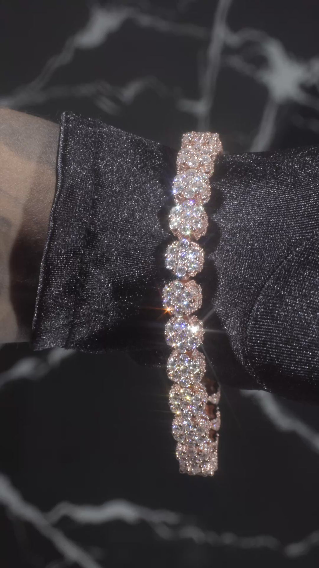 Rose Gold Moissanite Flower Bracelet – 14K Rose Gold Plated Sterling Silver