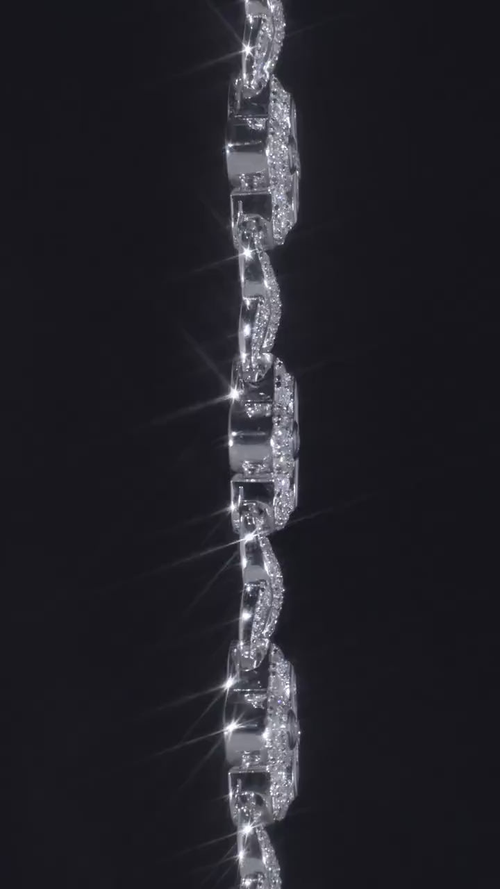 Fortuna Clover Bracelet – 14K White Gold Plated Moissanite Bracelet